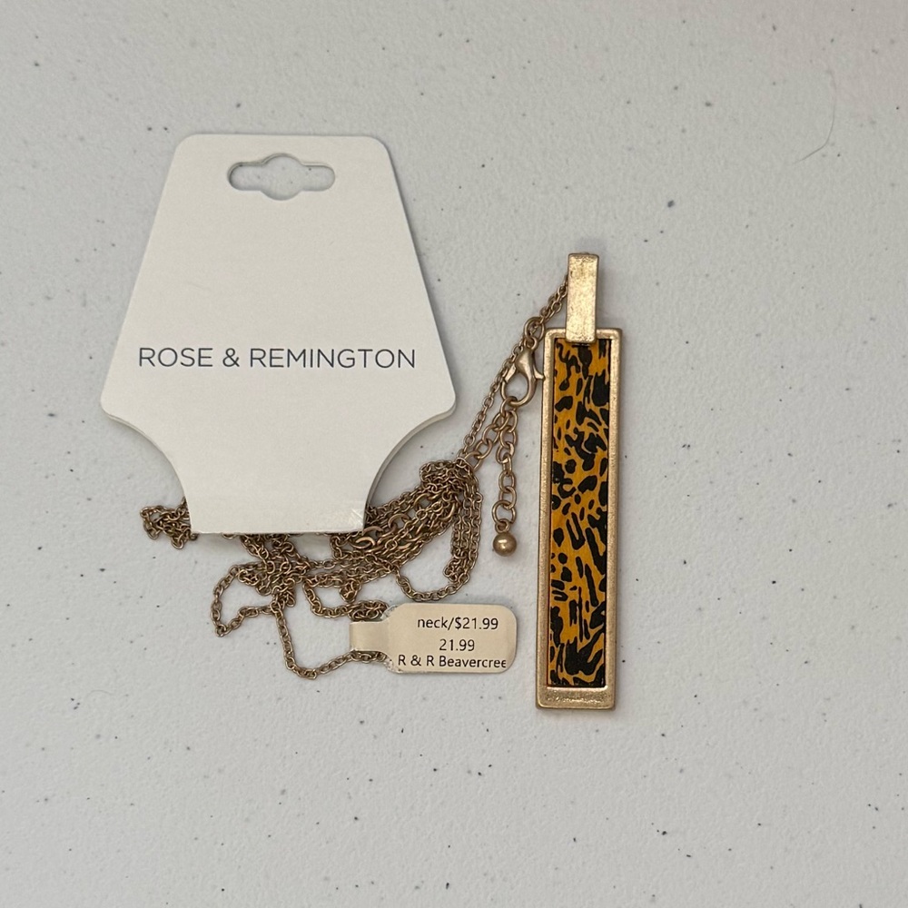 Rose & Remington Cheetah Bar Necklace
